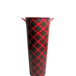 Aras XL Plaid Red and Green Metal Bucket